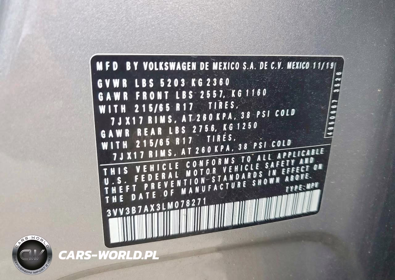 2020 Volkswagen Tiguan Se VIN:3VV3B7AX3LM078271 - 13