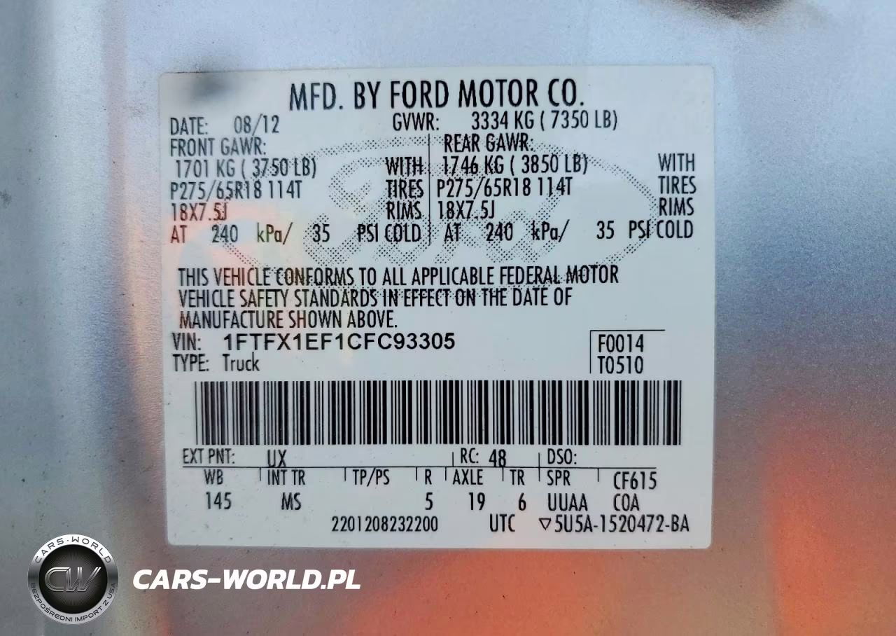2012 Ford F150 Super Cab VIN:1FTFX1EF1CFC93305 - 12