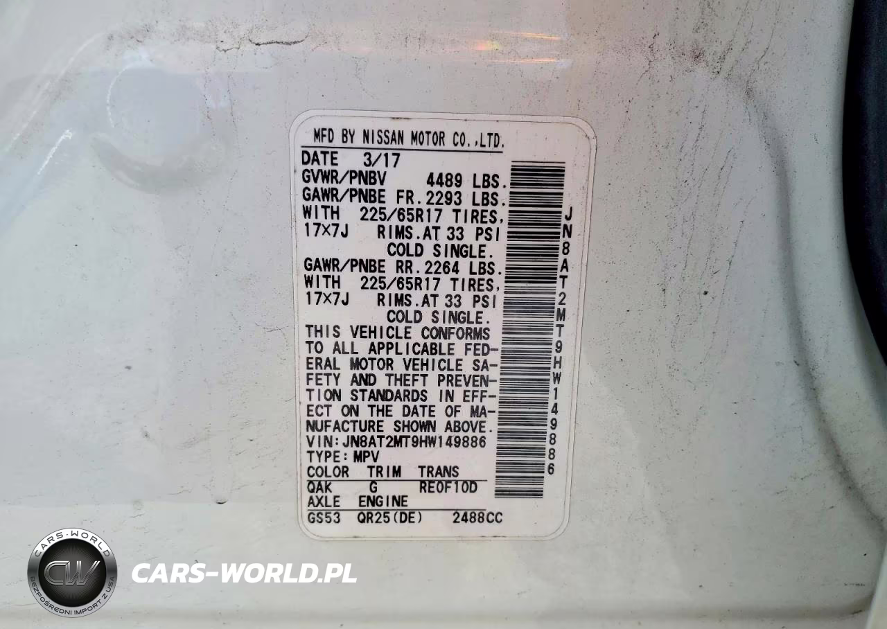 2017 Nissan Rogue Sv VIN:JN8AT2MT9HW149886 - 13