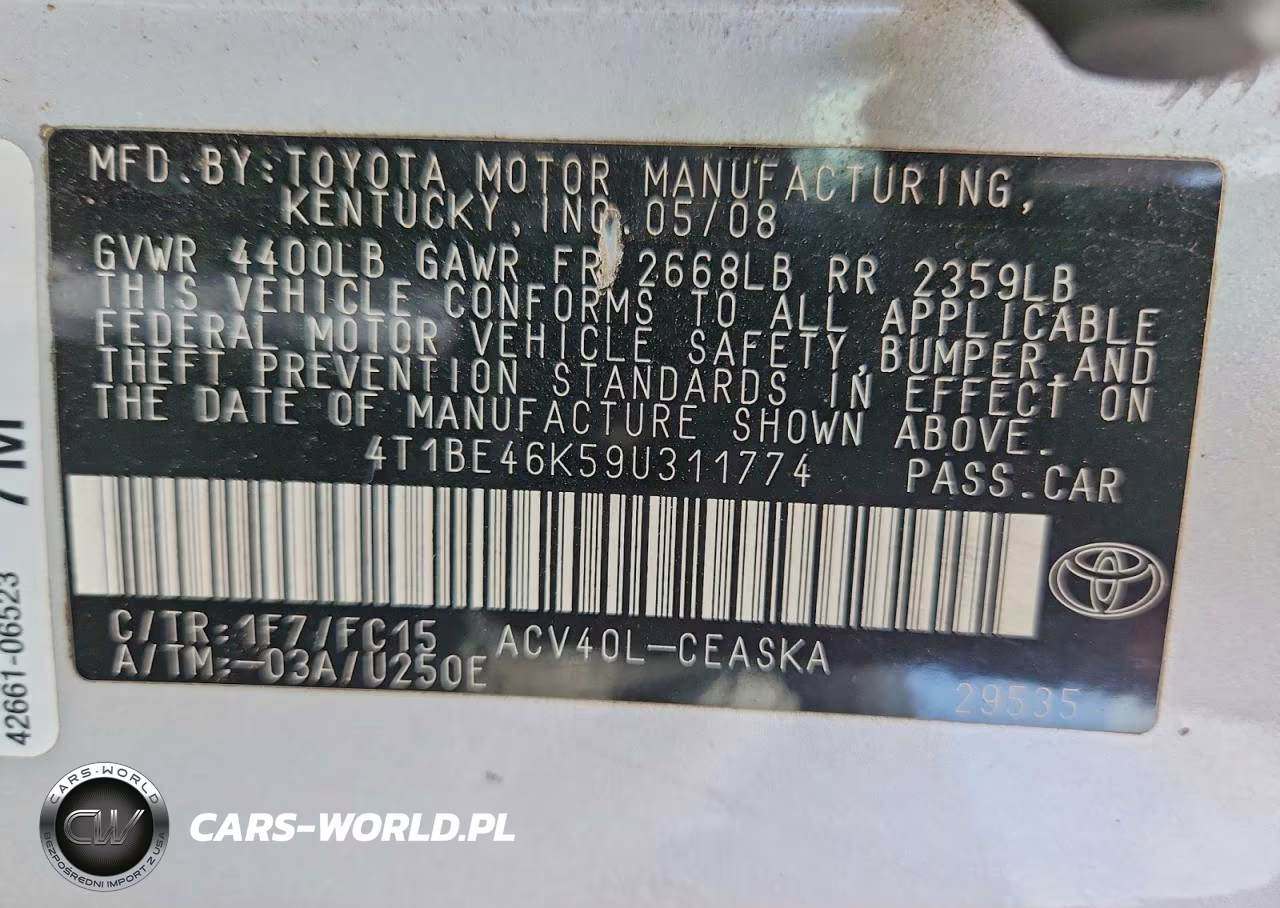 2009 Toyota Camry Se VIN:4T1BE46K59U311774 - 12