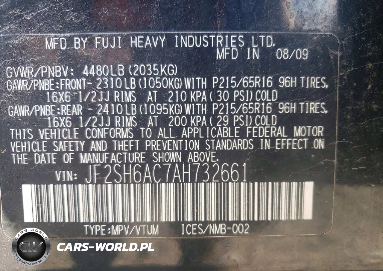 2010 Subaru Forester 2.5X VIN:JF2SH6AC7AH732661 - 12