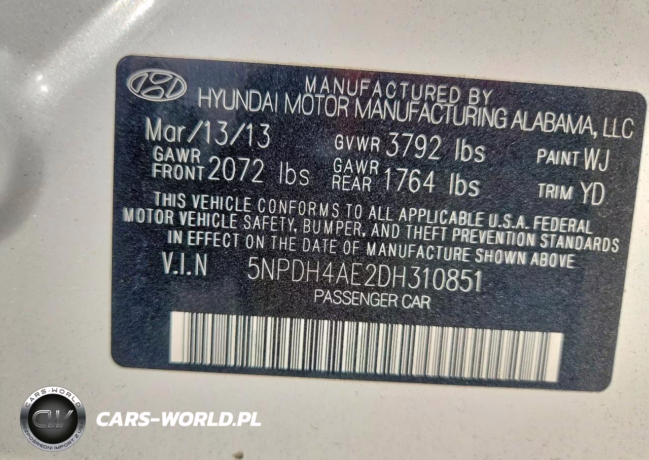 2013 Hyundai Elantra Gls VIN:5NPDH4AE2DH310851 - 12