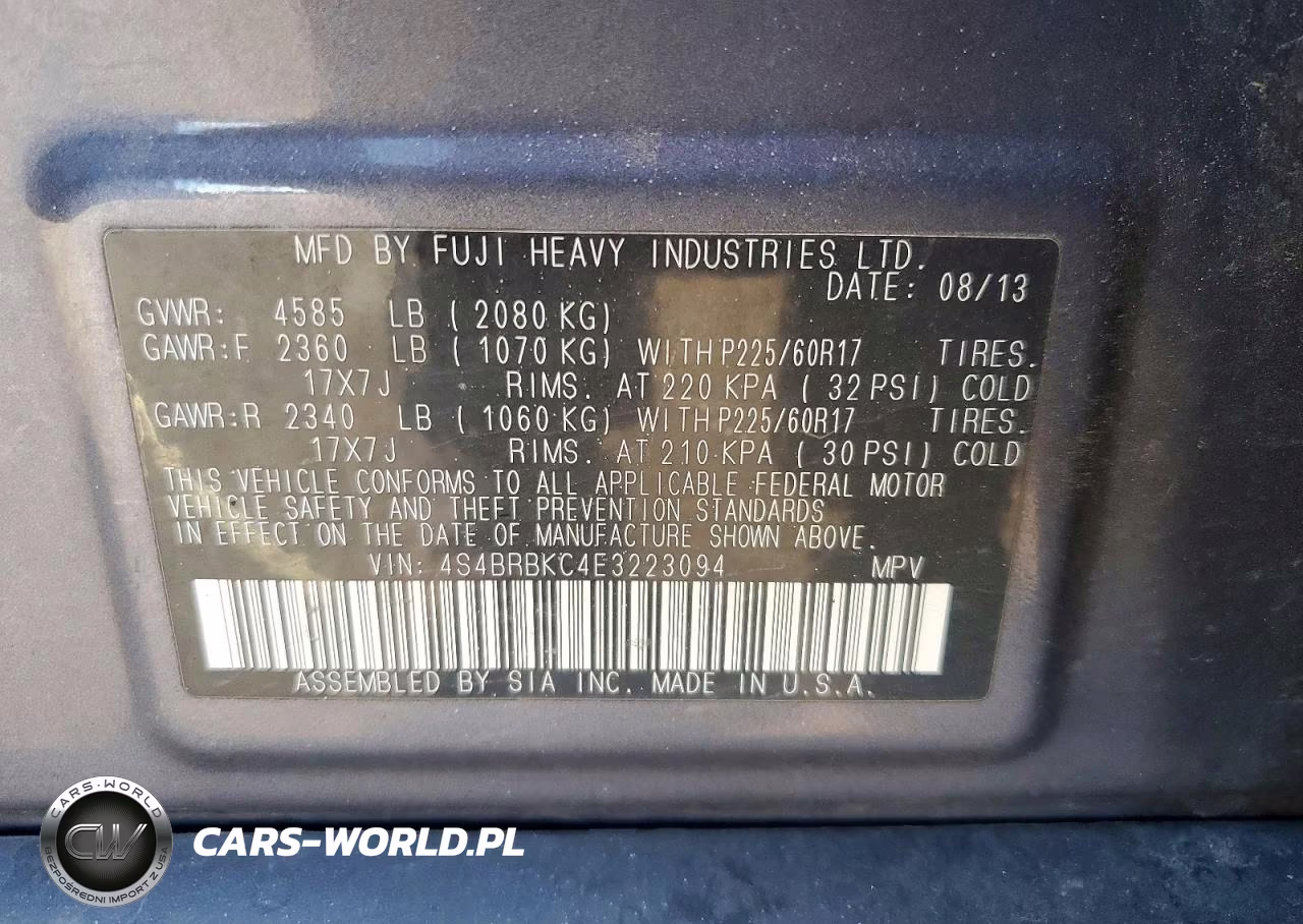 2014 Subaru Outback 2.5I Limited VIN:4S4BRBKC4E3223094 - 12