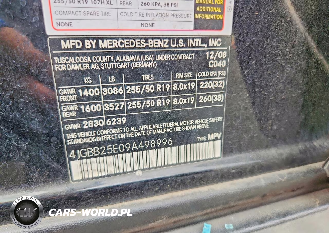 2009 Mercedes-Benz Ml VIN:4JGBB25E09A498996 - 13