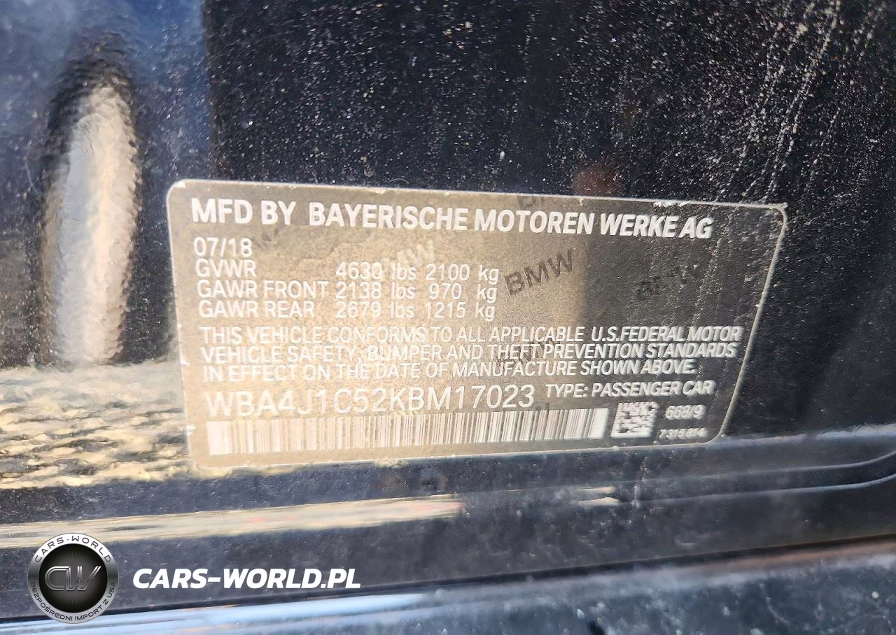 2019 BMW 430I Gran Coupe VIN:WBA4J1C52KBM17023 - 12