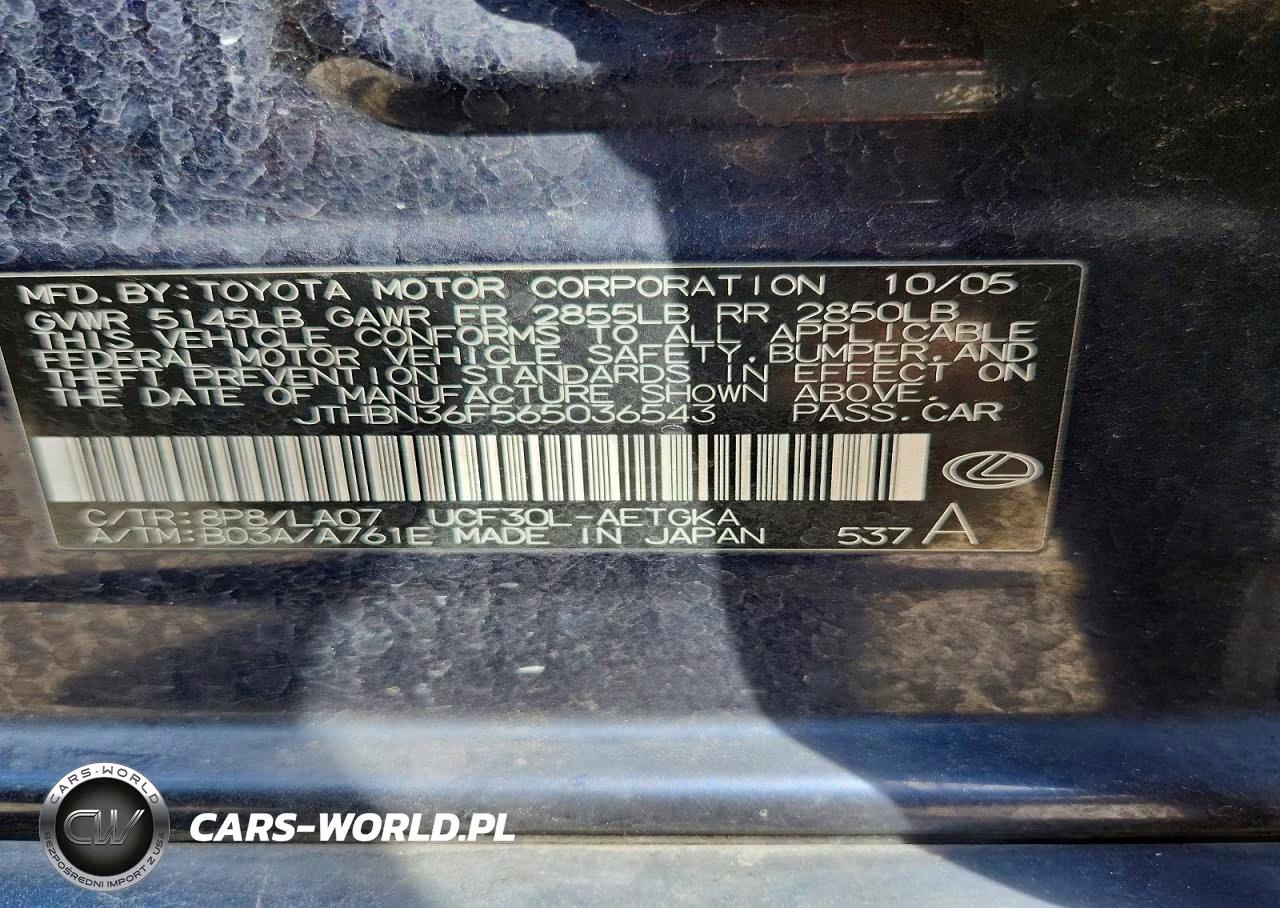 2006 Lexus Ls 430 VIN:JTHBN36F565036543 - 12