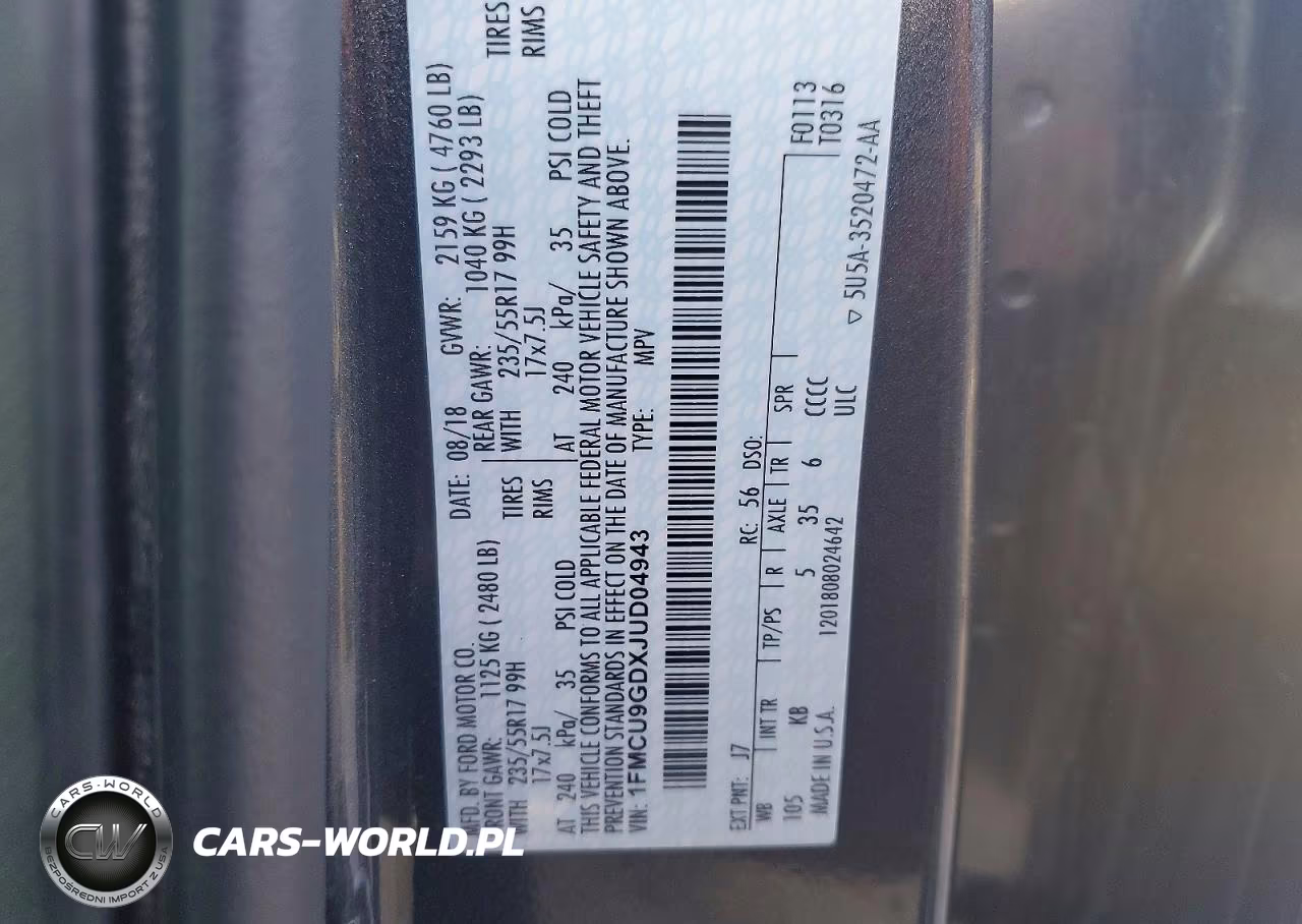 2018 Ford Escape Se VIN:1FMCU9GDXJUD04943 - 13