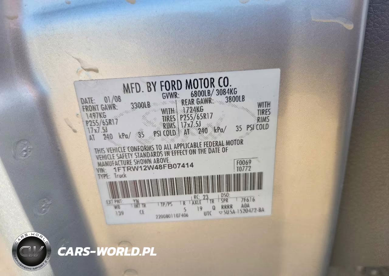 2008 Ford F150 Supercrew VIN:1FTRW12W48FB07414 - 12
