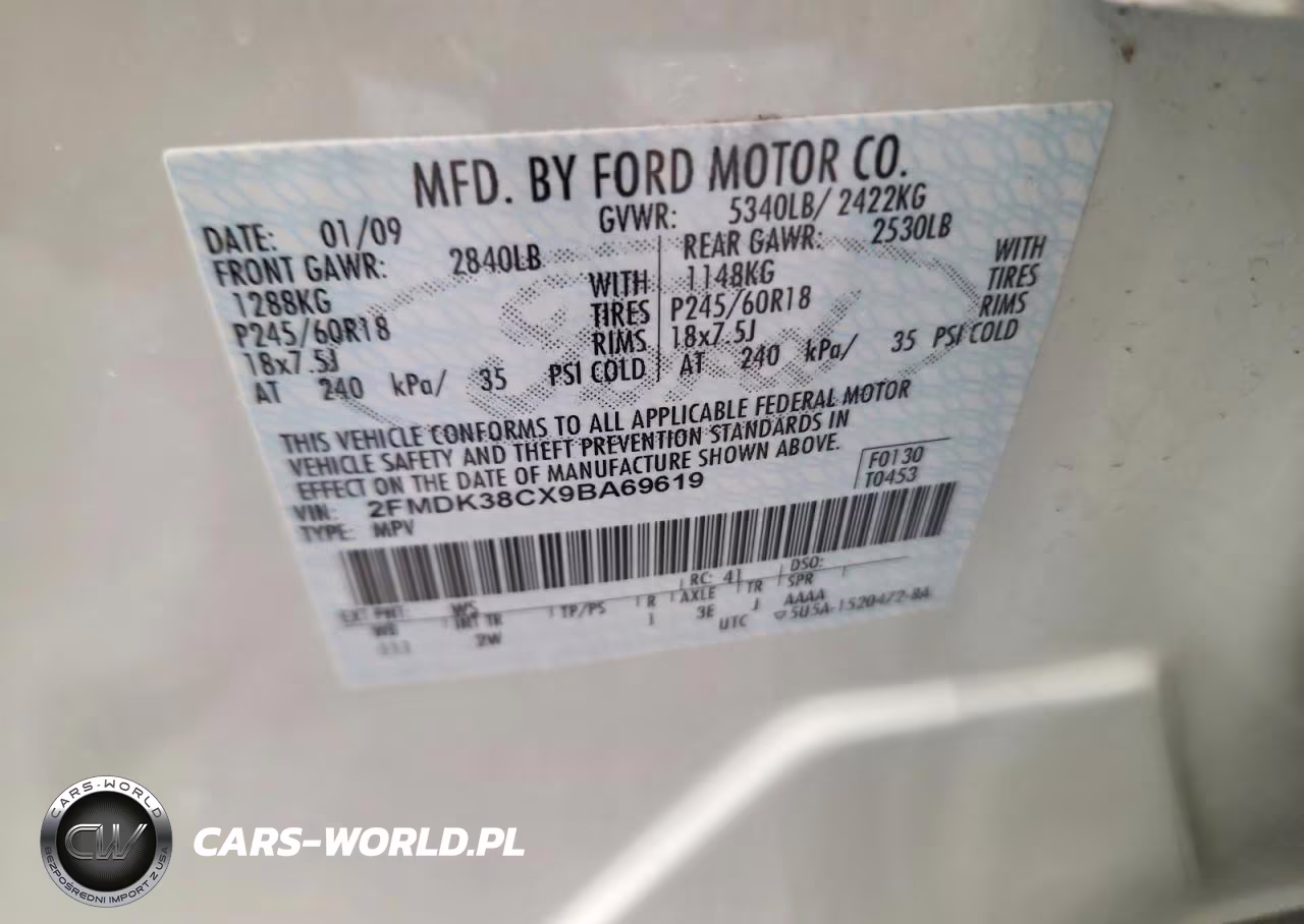 2009 Ford Edge Sel VIN:2FMDK38CX9BA69619 - 13