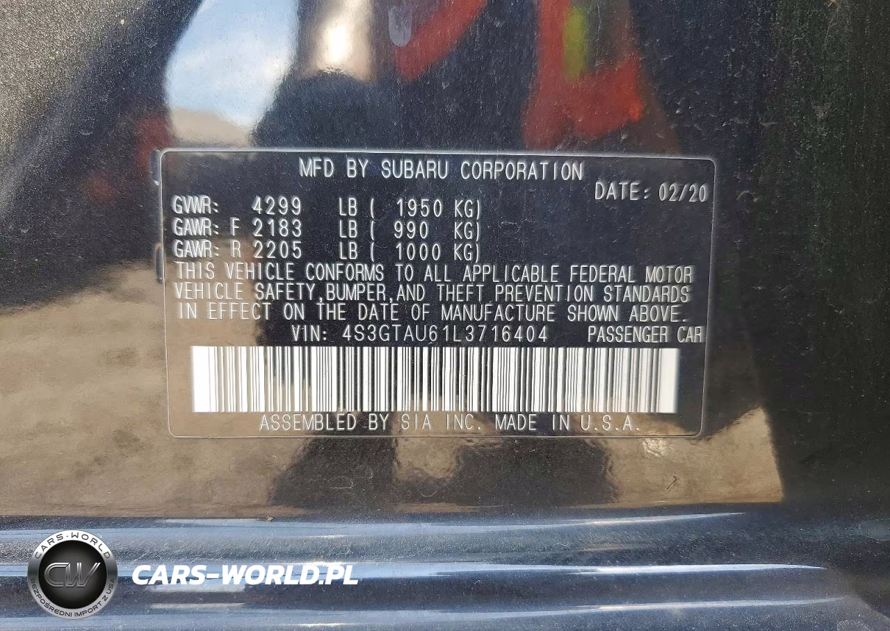 2020 Subaru Impreza Limited VIN:4S3GTAU61L3716404 - 12