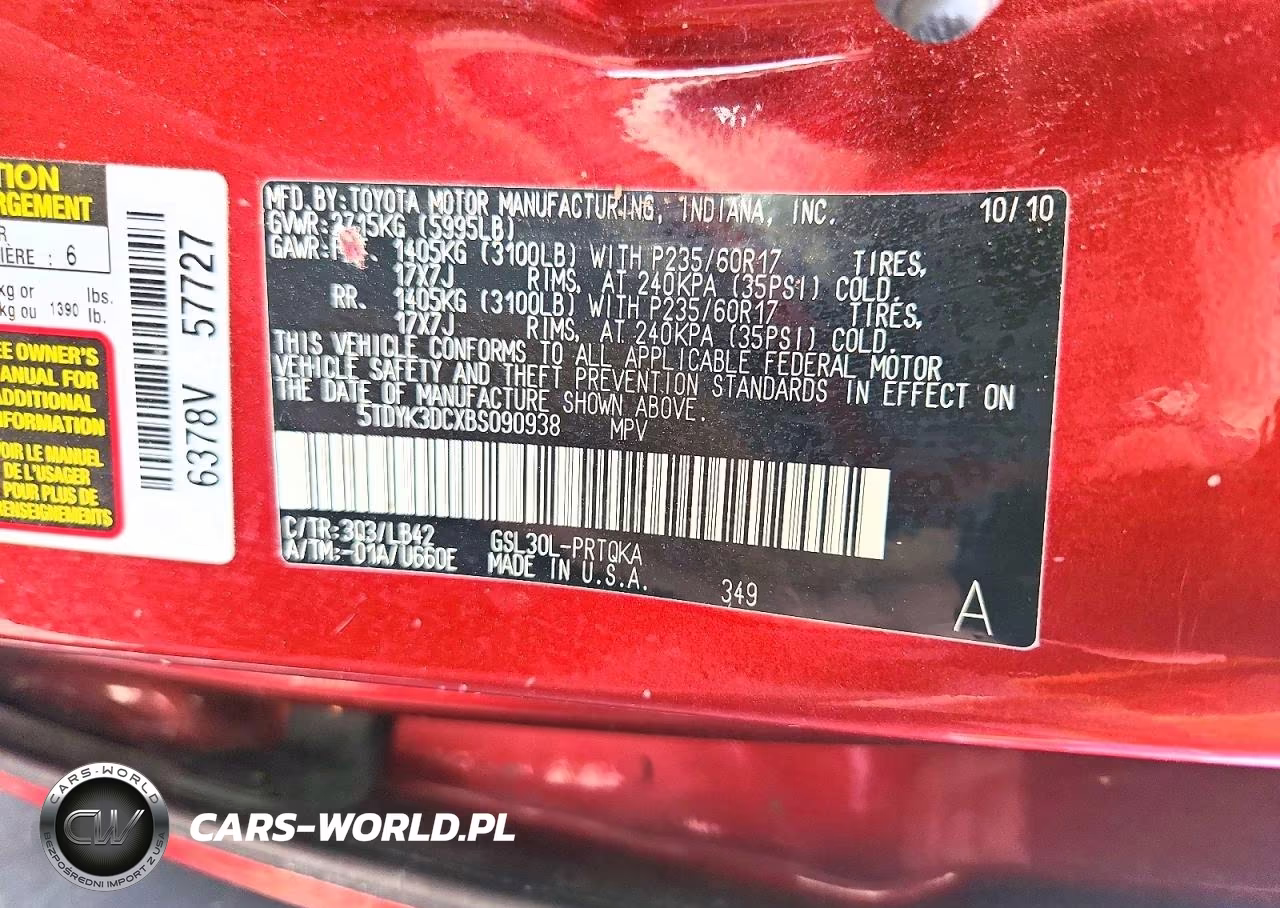 2011 Toyota Sienna Xle 8-Passenger VIN:5TDYK3DCXBS090938 - 13