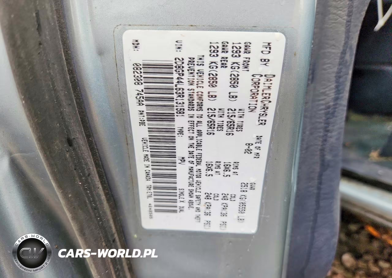 2003 Dodge Grand Caravan Sport VIN:2D8GP44L63R131581 - 13