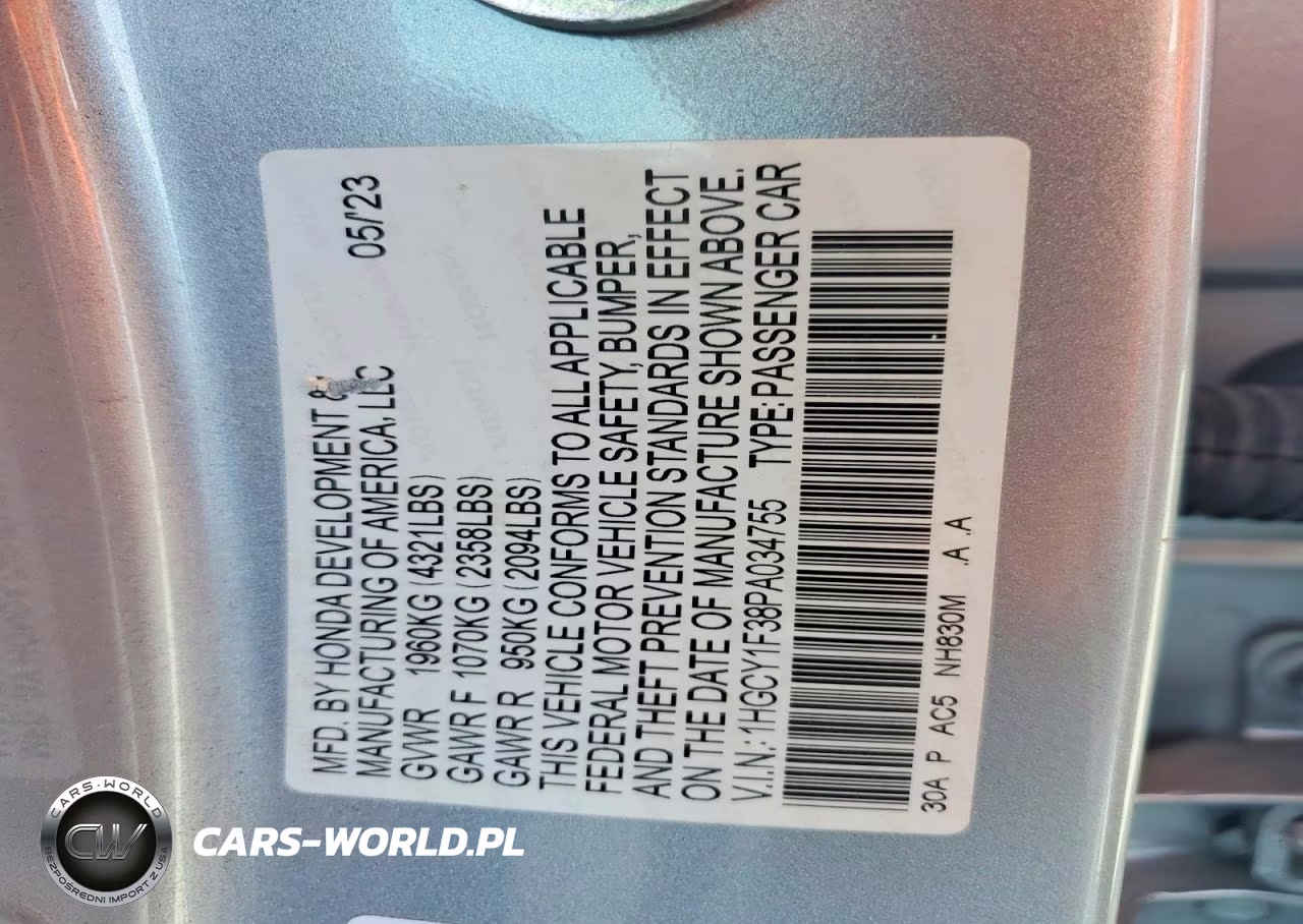 2023 Honda Accord Ex VIN:1HGCY1F38PA034755 - 12