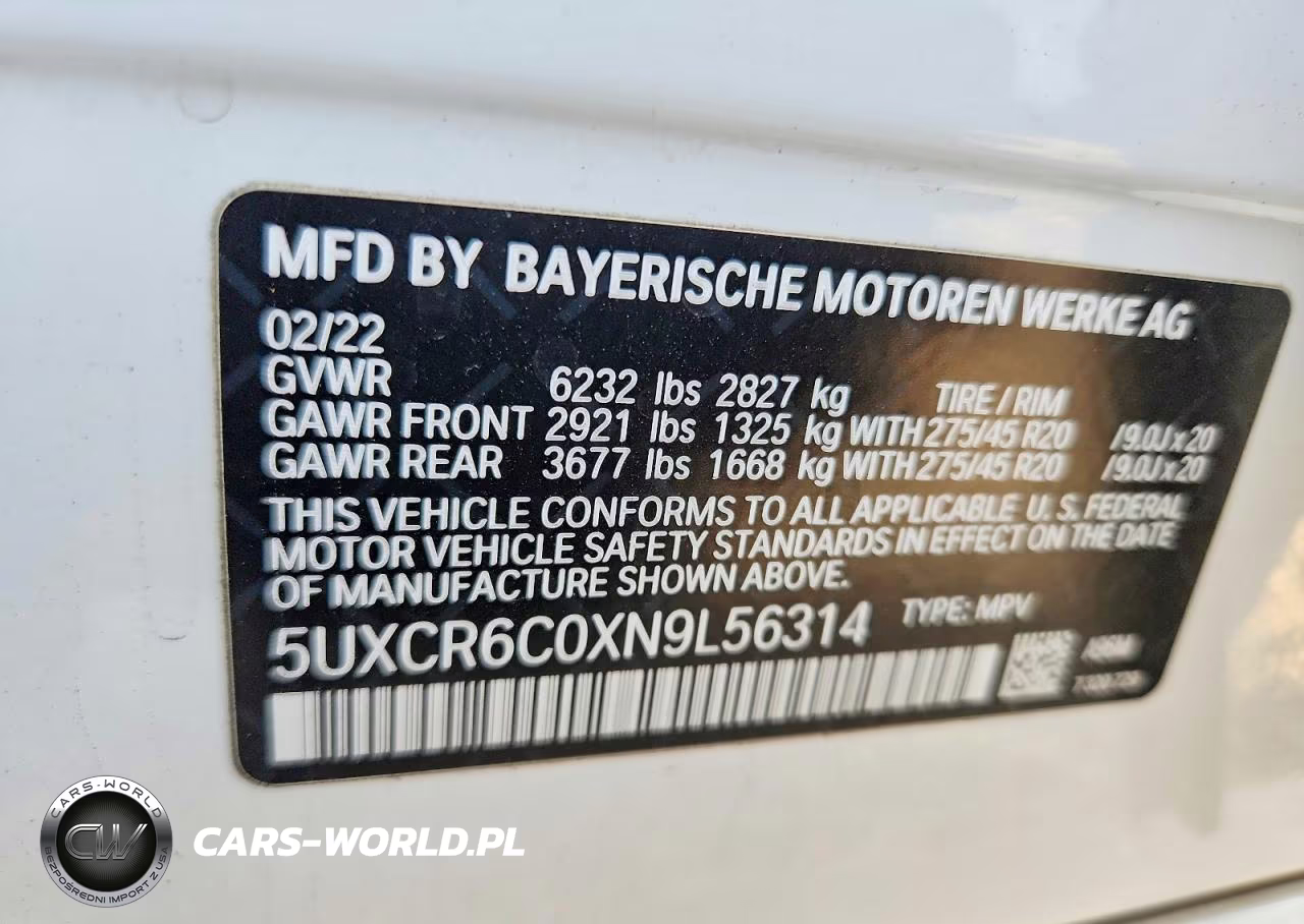 2022 BMW X5 xDrive40I VIN:5UXCR6C0XN9L56314 - 12
