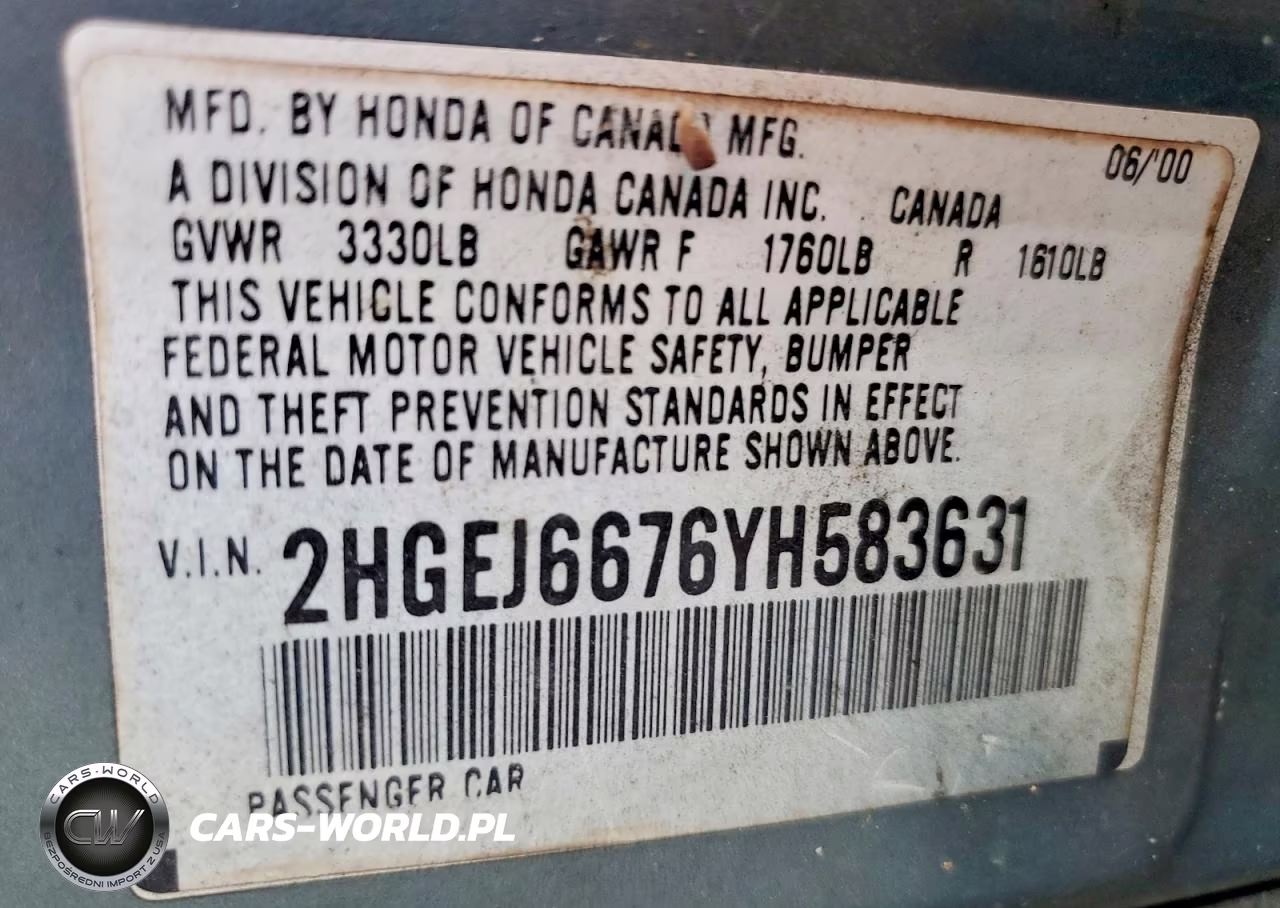 2000 Honda Civic Lx VIN:2HGEJ6676YH583631 - 12