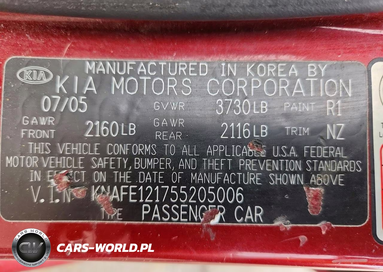 2005 Kia Spectra Lx VIN:KNAFE121755205006 - 12