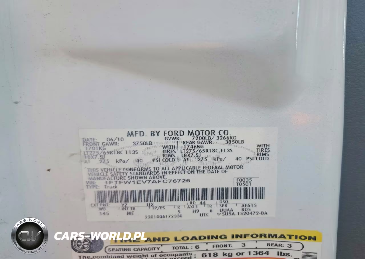 2010 Ford F150 Supercrew VIN:1FTFW1EV7AFC76726 - 12