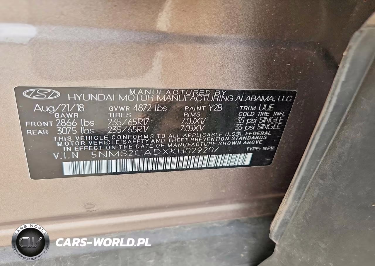 2019 Hyundai Santa Fe Se VIN:5NMS2CADXKH029207 - 13