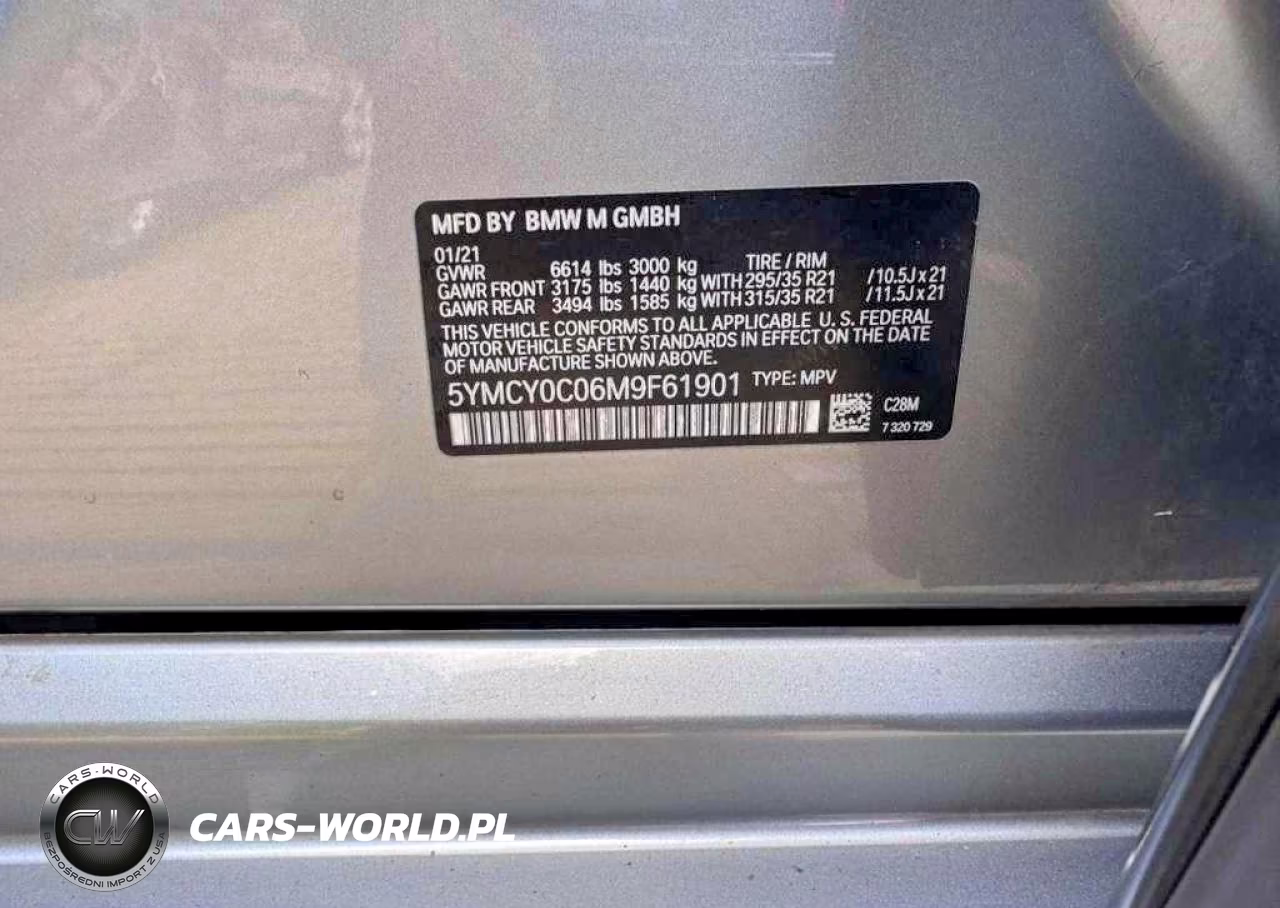 2021 BMW X6 M VIN:5YMCY0C06M9F61901 - 10