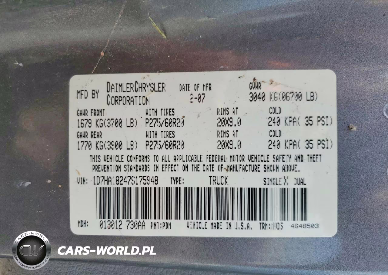 2007 Dodge Ram 1500 St VIN:1D7HA18247S175948 - 12