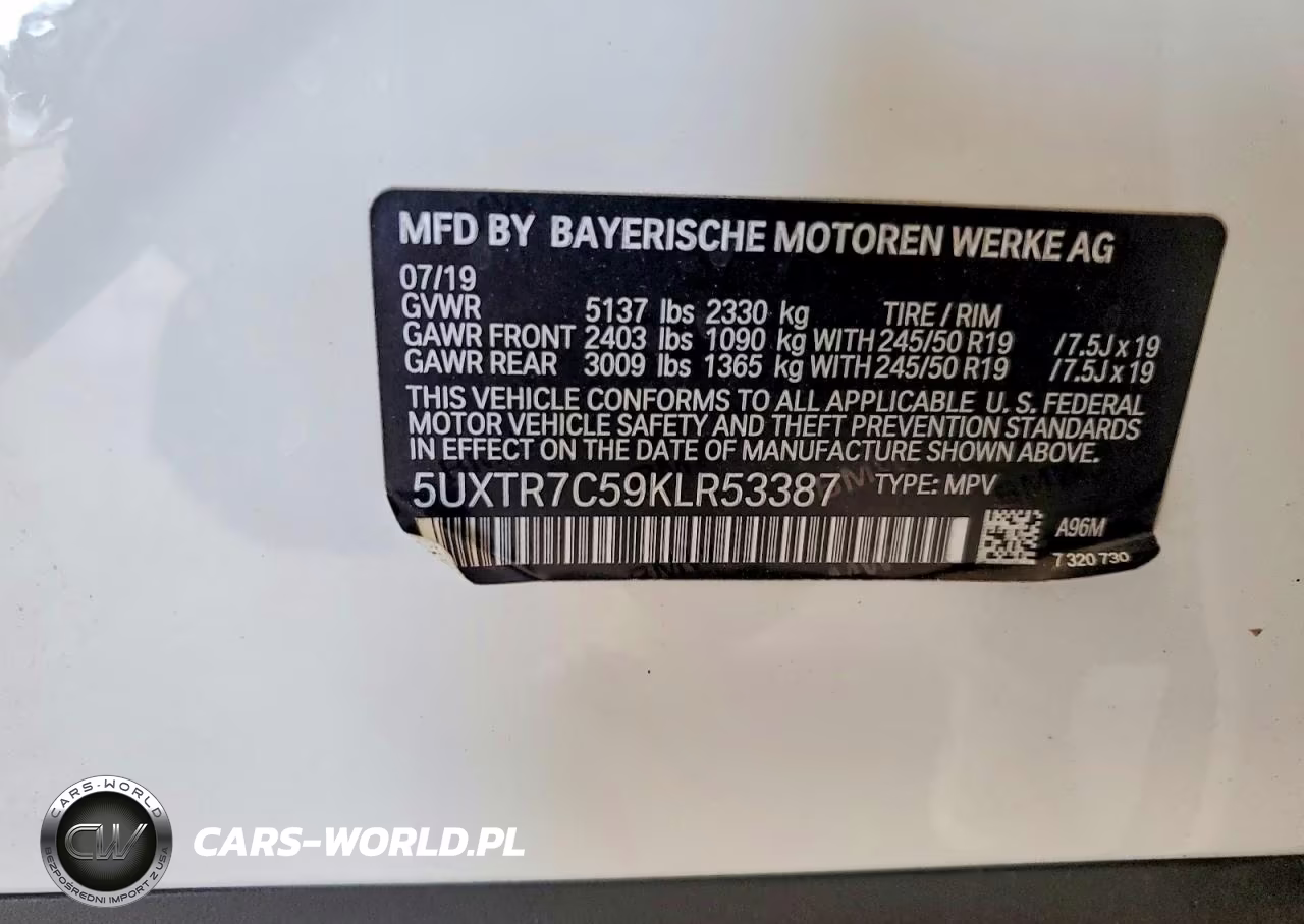 2019 BMW X3 Sdrive30I VIN:5UXTR7C59KLR53387 - 12