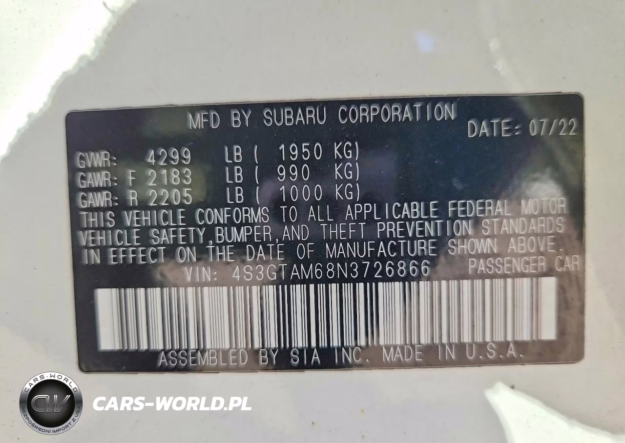 2022 Subaru Impreza Sport VIN:4S3GTAM68N3726866 - 12