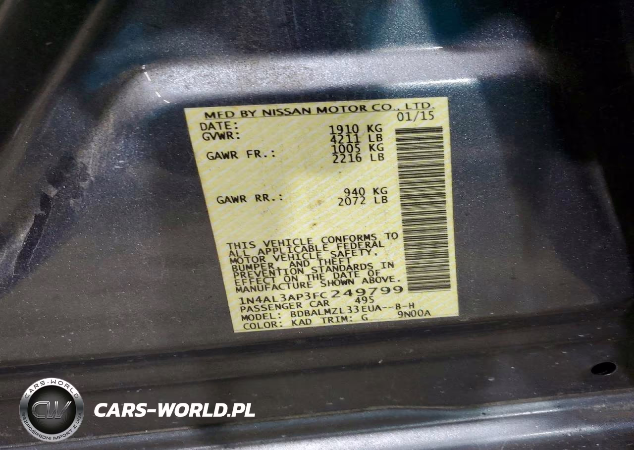 2015 Nissan Altima 2.5 Sv VIN:1N4AL3AP3FC249799 - 13