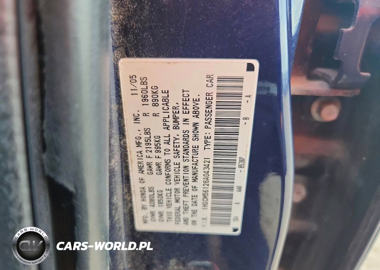2006 Honda Accord Value VIN:1HGCM56126A043421 - 13