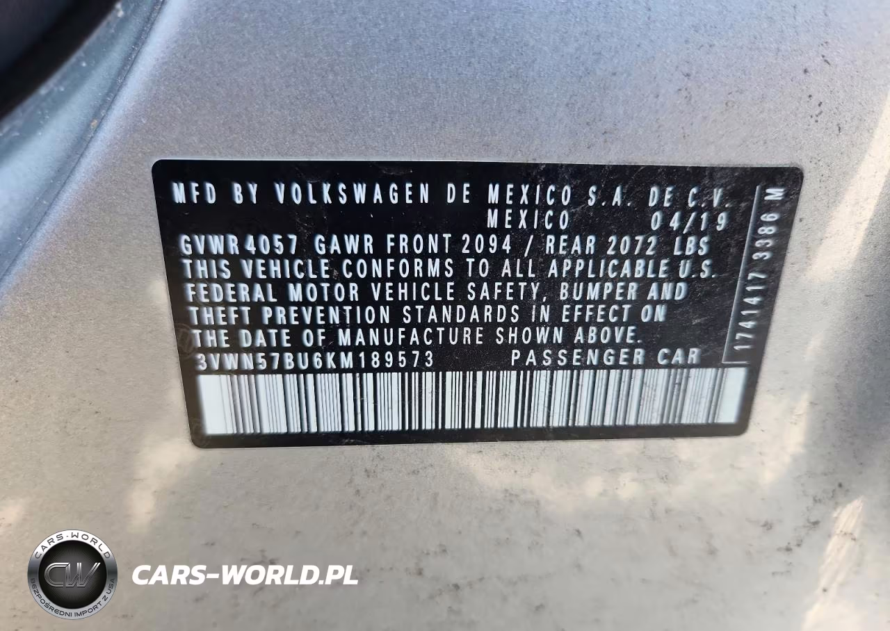 2019 Volkswagen Jetta S VIN:3VWN57BU6KM189573 - 12