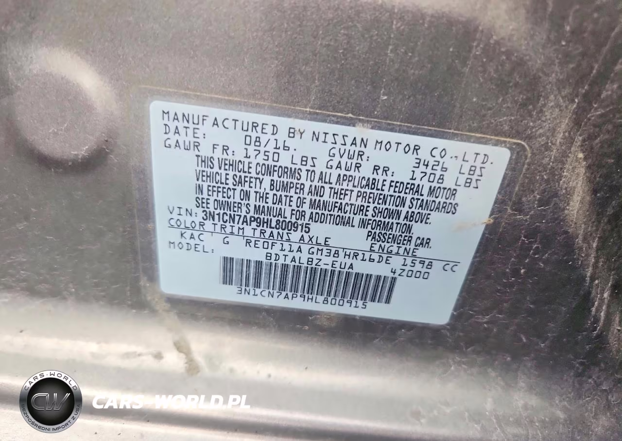 2017 Nissan Versa 1.6 S VIN:3N1CN7AP9HL800915 - 12