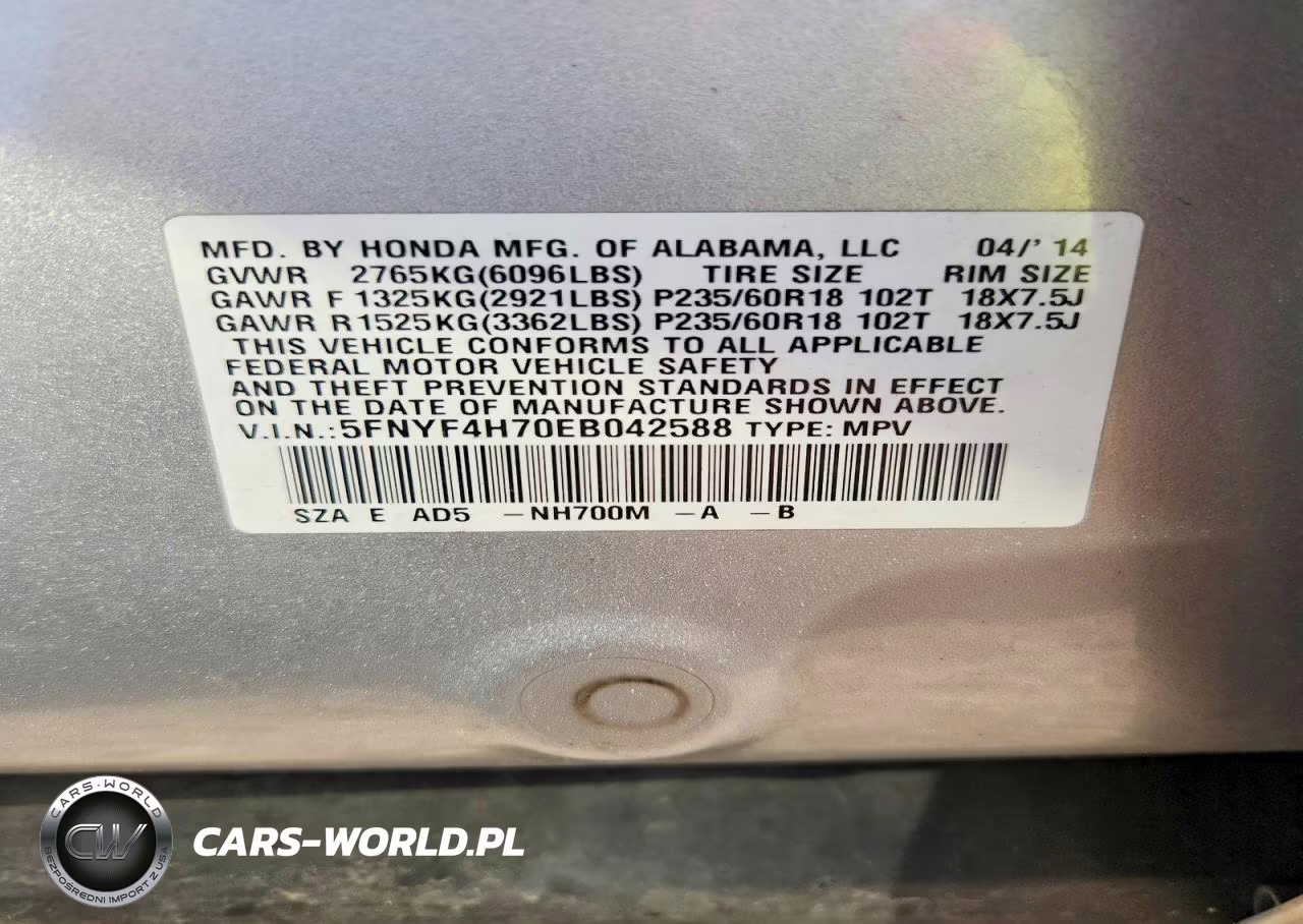 2014 Honda Pilot Exln VIN:5FNYF4H70EB042588 - 13