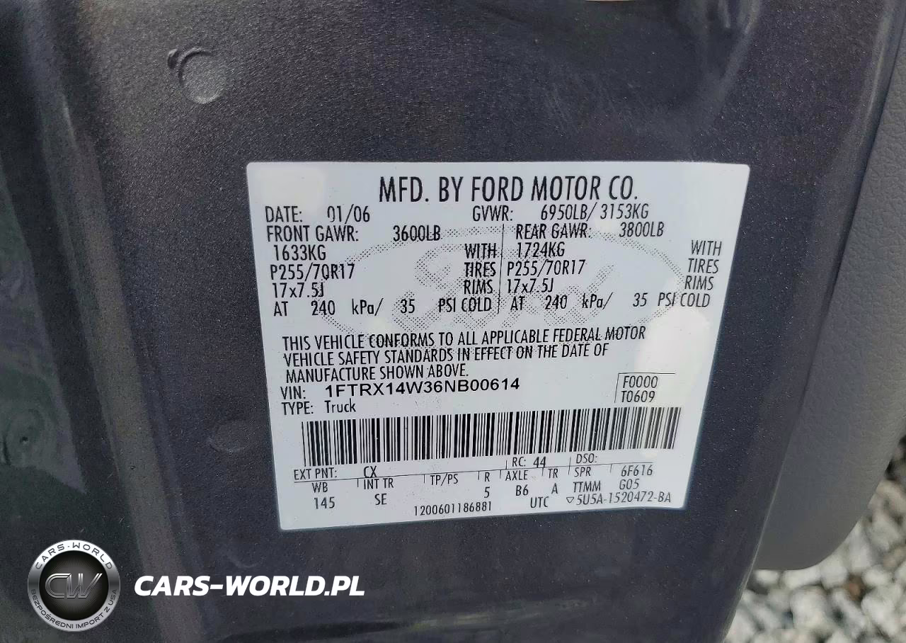 2006 Ford F150 VIN:1FTRX14W36NB00614 - 12