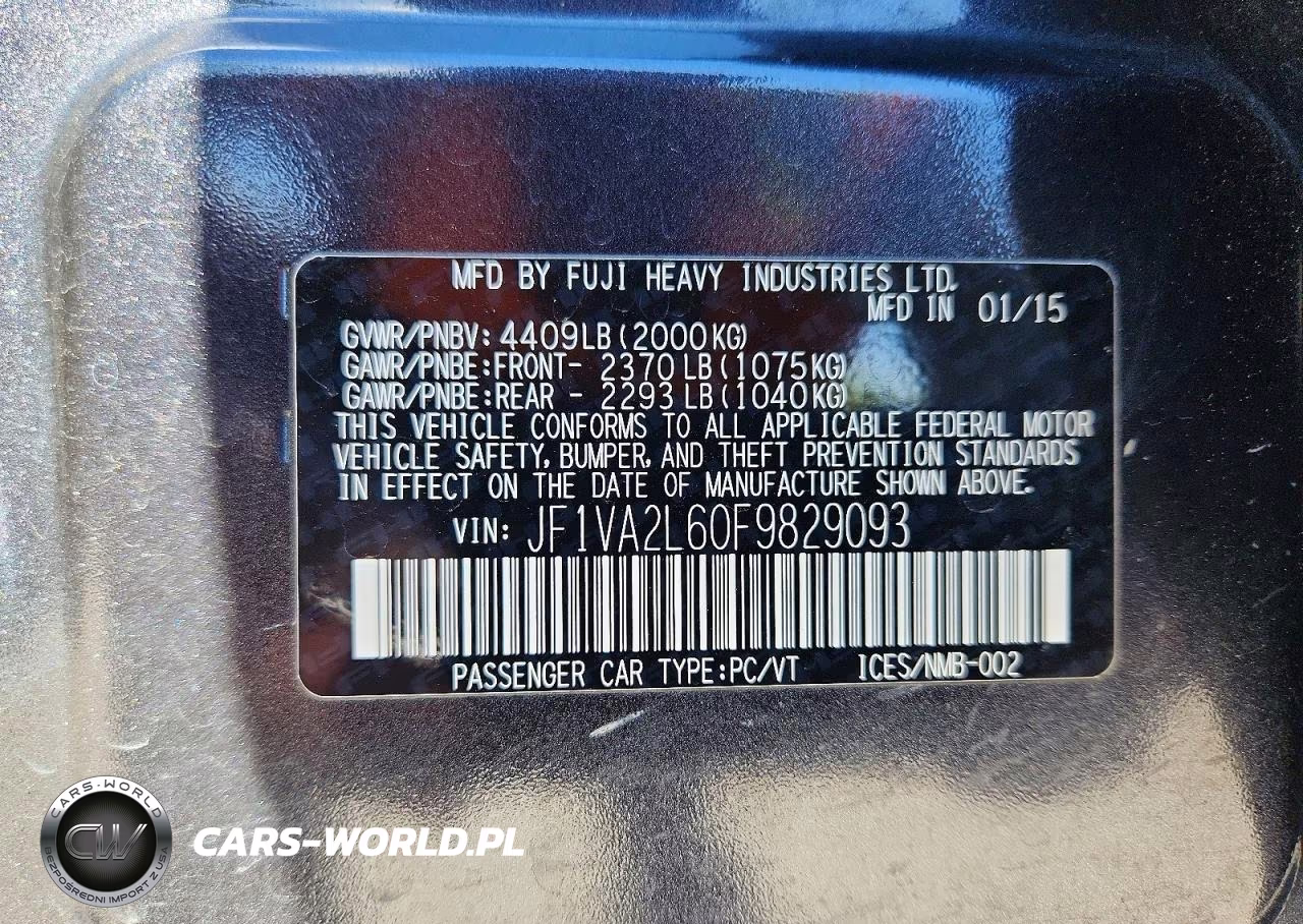 2015 Subaru Wrx Sti VIN:JF1VA2L60F9829093 - 13