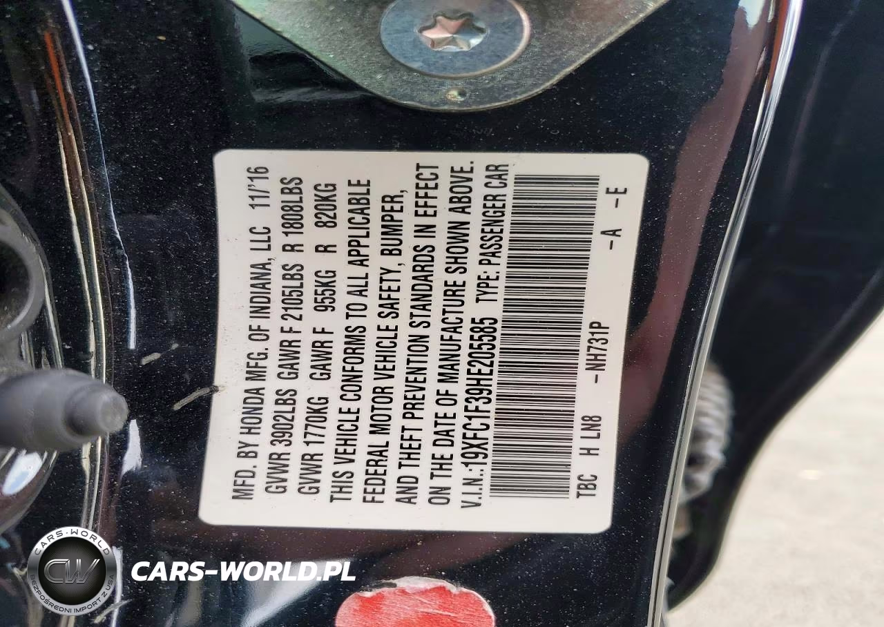 2017 Honda Civic Ex VIN:19XFC1F39HE205585 - 12