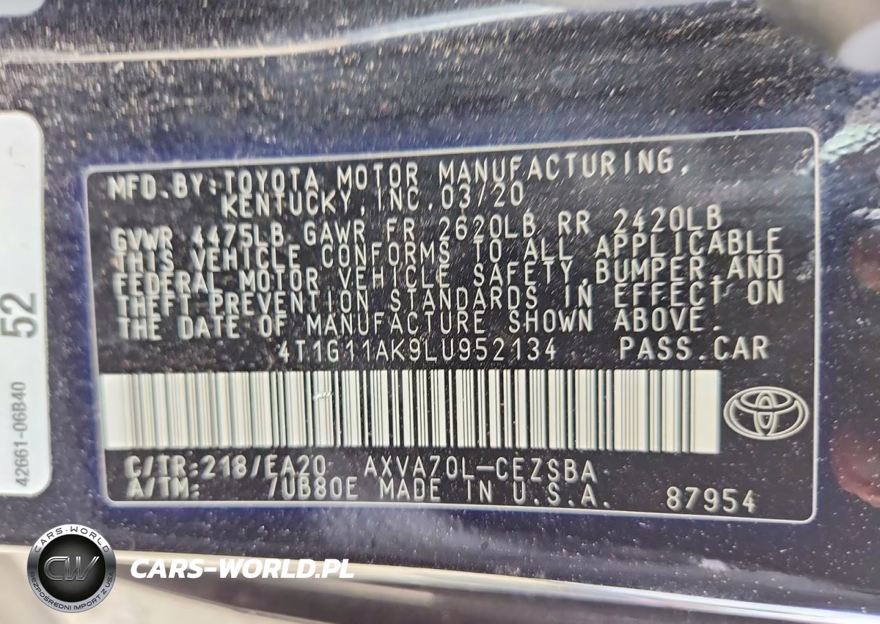 2020 Toyota Camry Se VIN:4T1G11AK9LU952134 - 12