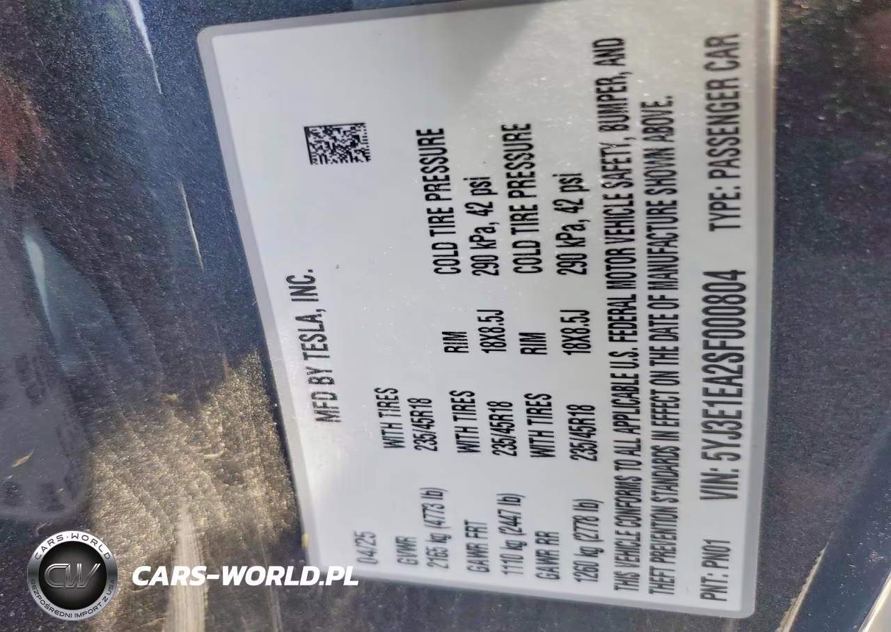 2025 Tesla Model 3 VIN:5YJ3E1EA2SF000804 - 13