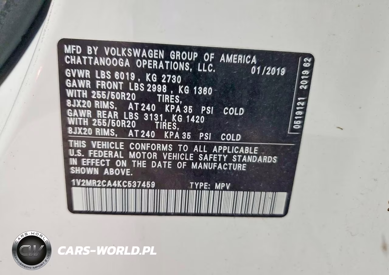 2019 Volkswagen Atlas Sel VIN:1V2MR2CA4KC537459 - 13