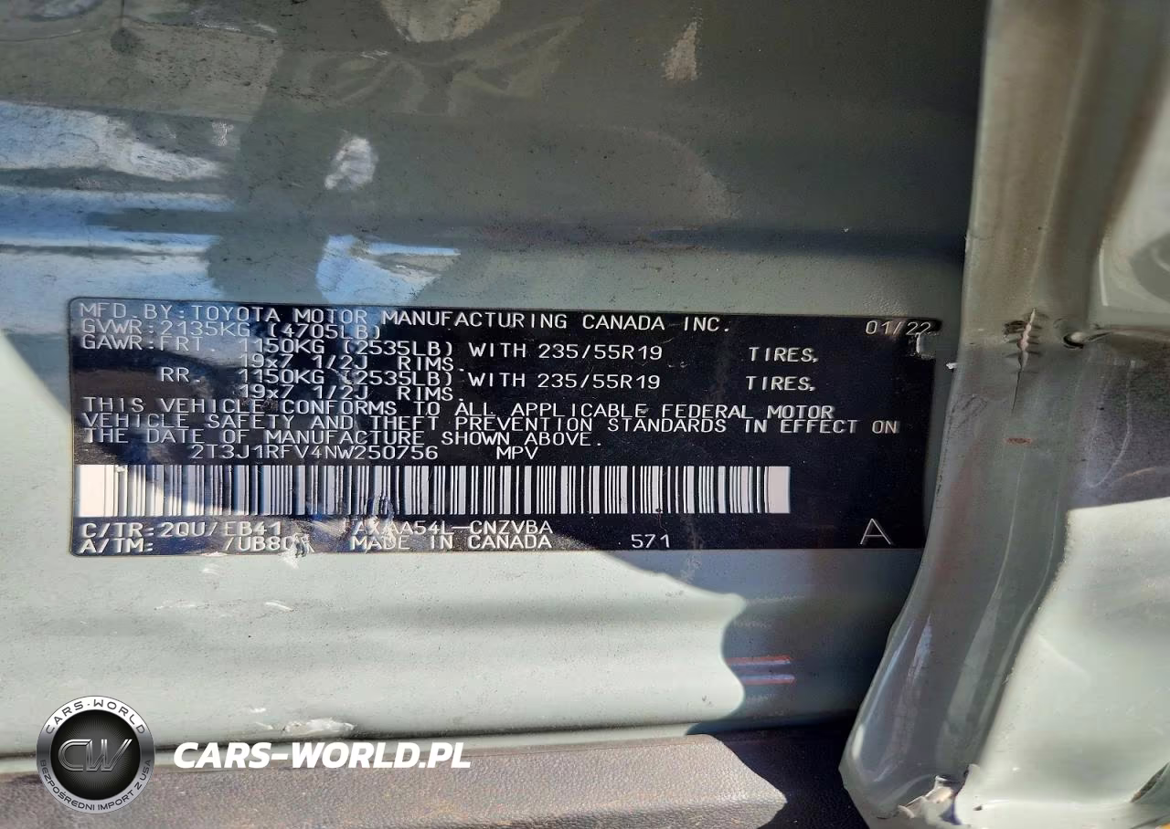 2022 Toyota Rav4 Adventure VIN:2T3J1RFV4NW250756 - 12