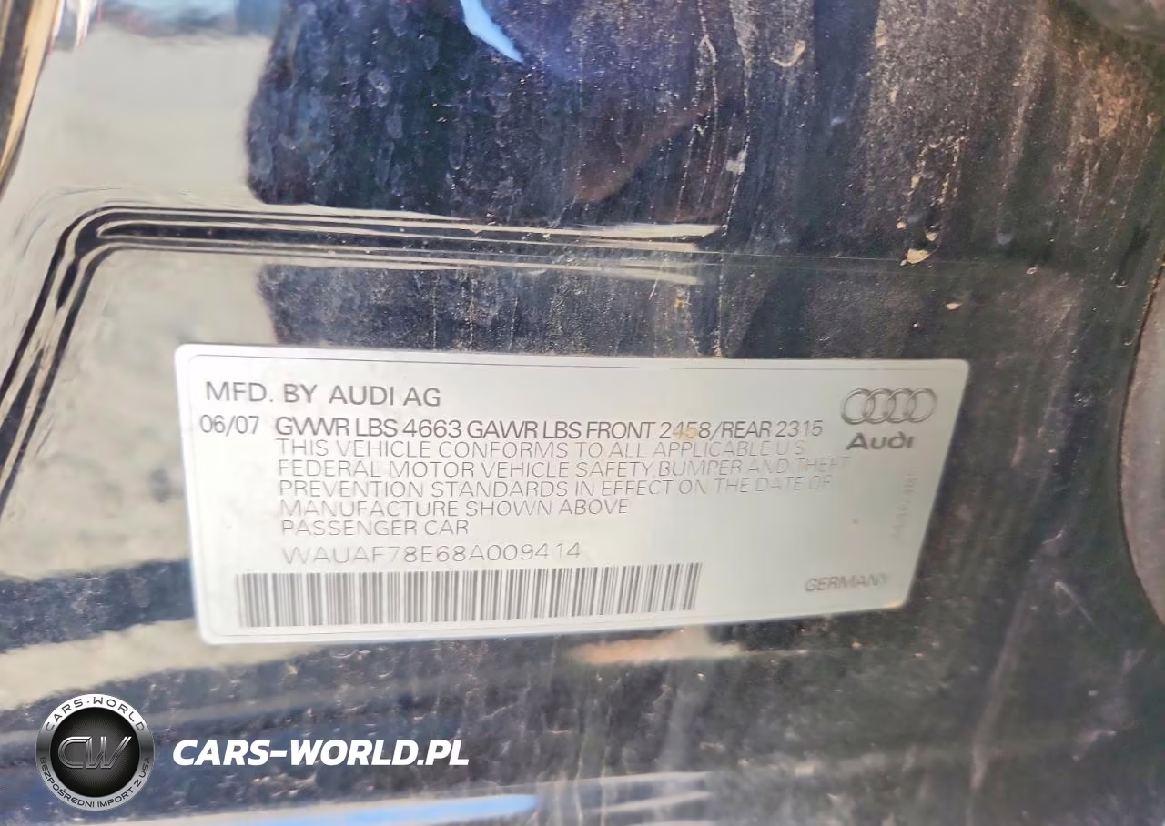 2008 Audi A4 2.0T VIN:WAUAF78E68A009414 - 12