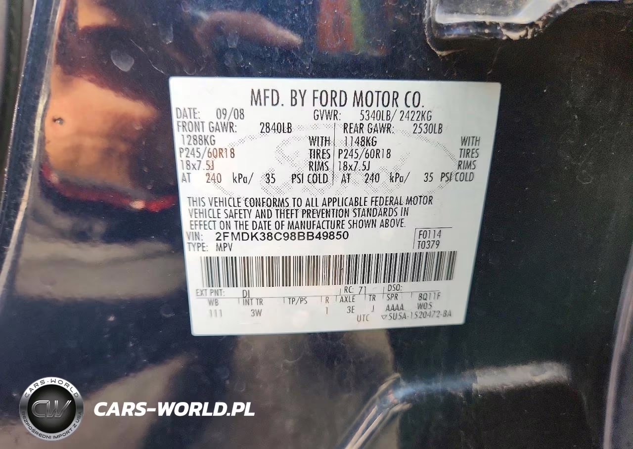 2008 Ford Edge Sel VIN:2FMDK38C98BB49850 - 12