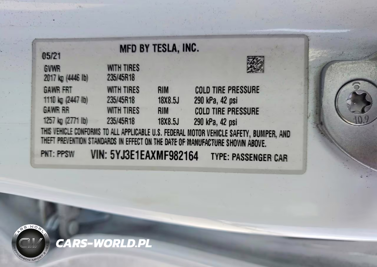 2021 Tesla Model 3 VIN:5YJ3E1EAXMF982164 - 12