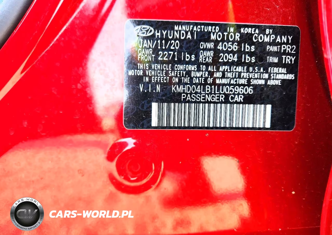 2020 Hyundai Elantra Sport VIN:KMHD04LB1LU059606 - 12