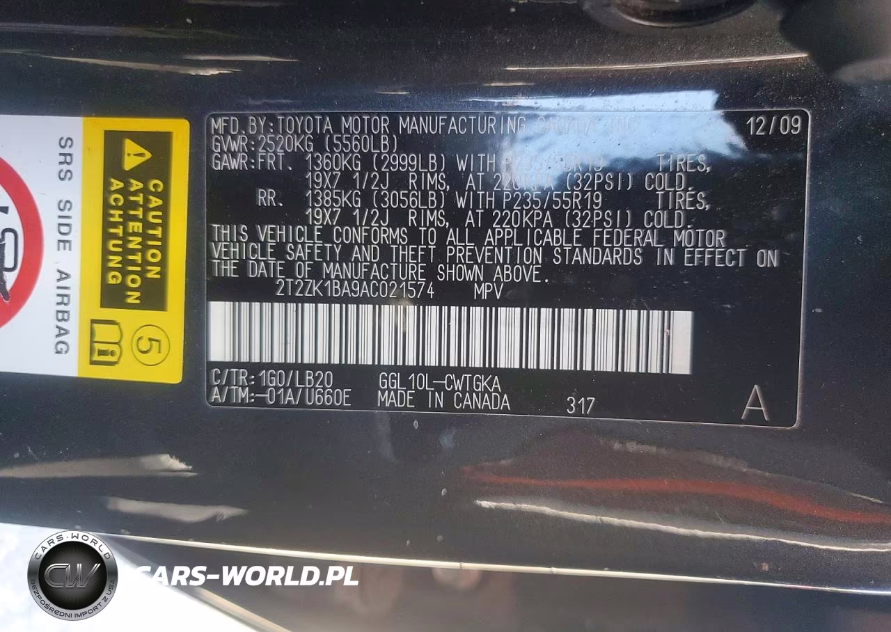 2010 Lexus Rx 350 VIN:2T2ZK1BA9AC021574 - 13
