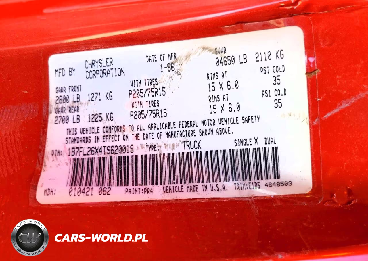 1996 Dodge Dakota VIN:1B7FL26X4TS620019 - 13