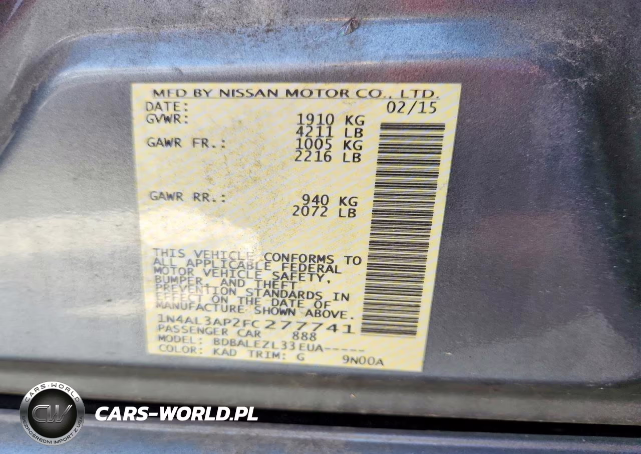 2015 Nissan Altima 2.5 S VIN:1N4AL3AP2FC277741 - 12