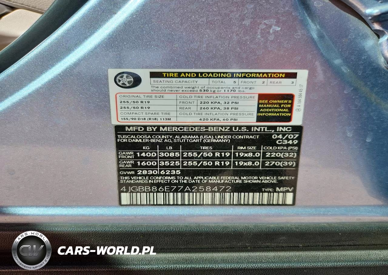 2007 Mercedes-Benz Ml 350 VIN:4JGBB86E77A258472 - 13