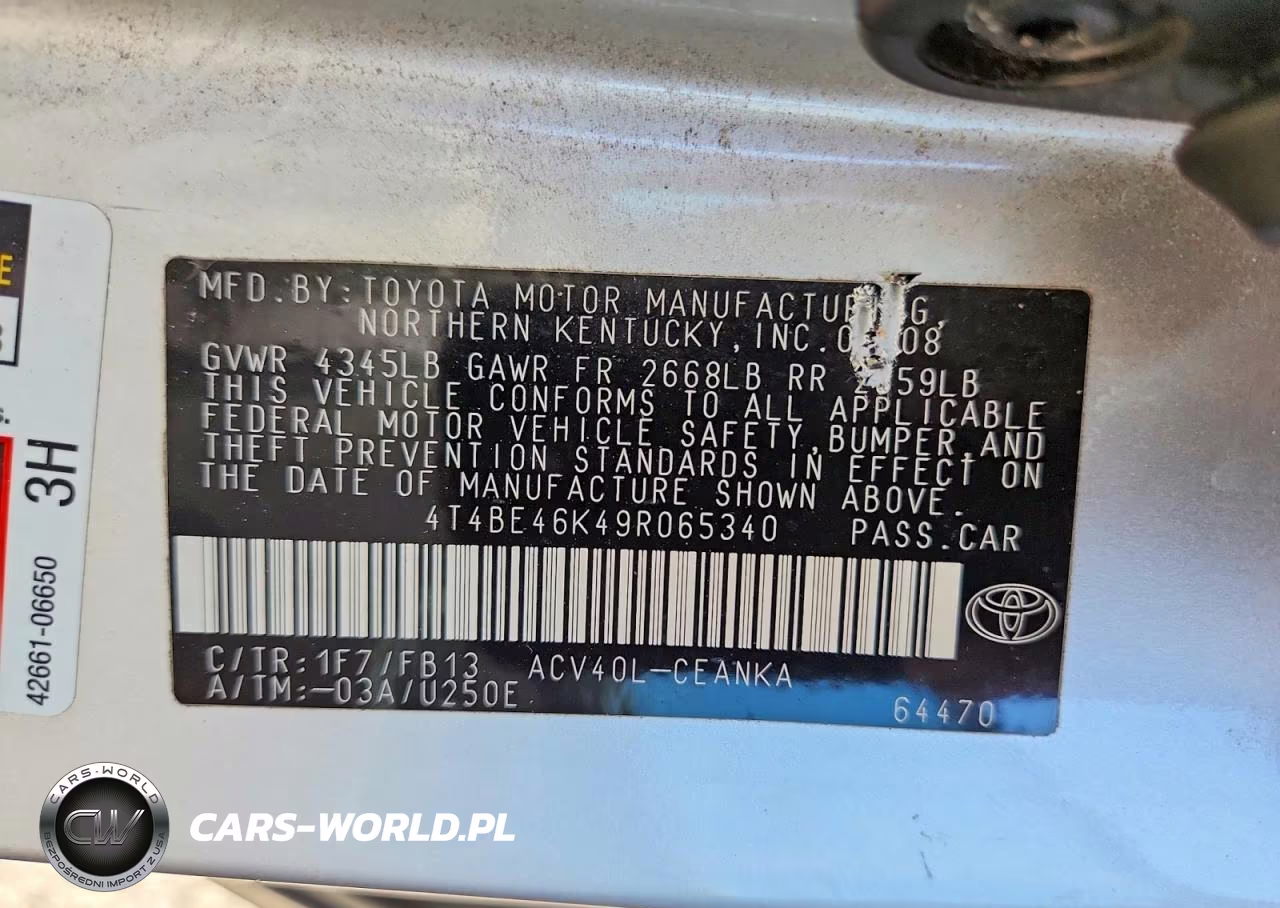 2009 Toyota Camry Le VIN:4T4BE46K49R065340 - 12