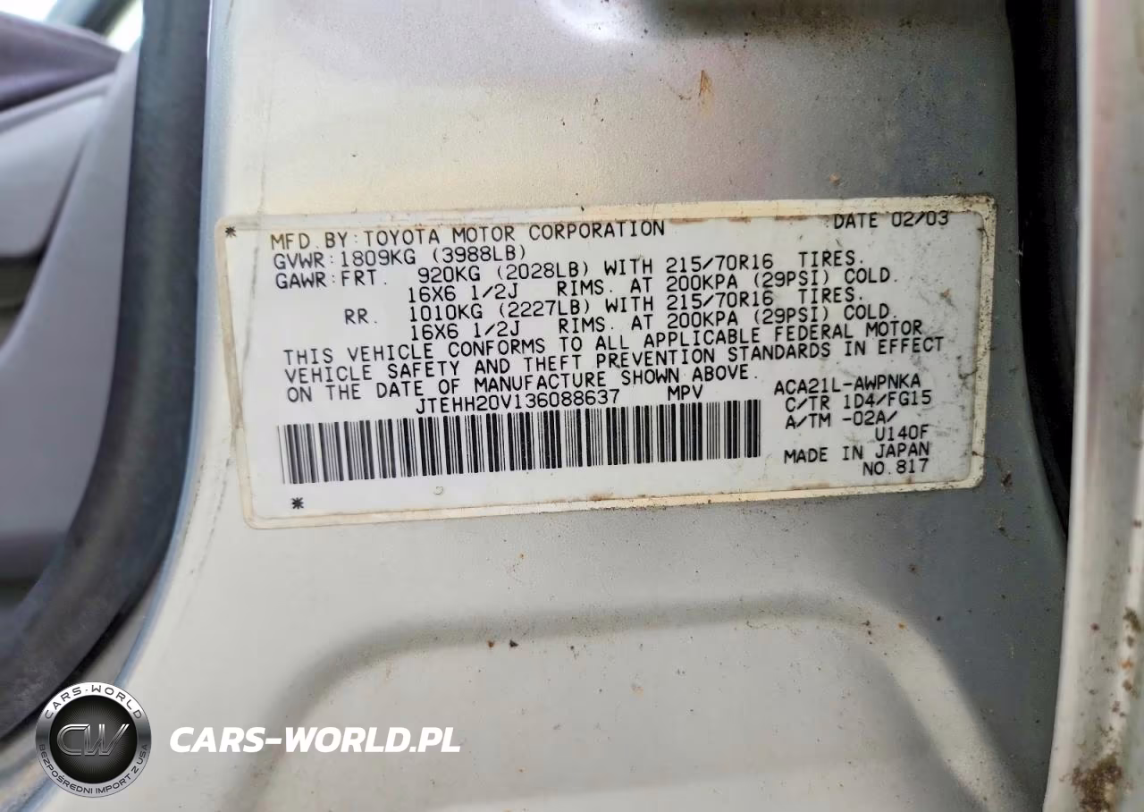 2003 Toyota Rav4 Base VIN:JTEHH20V136088637 - 13