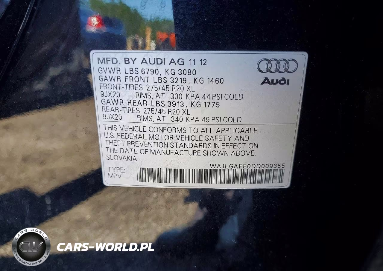 2013 Audi Q7 Premium Plus VIN:WA1LGAFE0DD009355 - 12