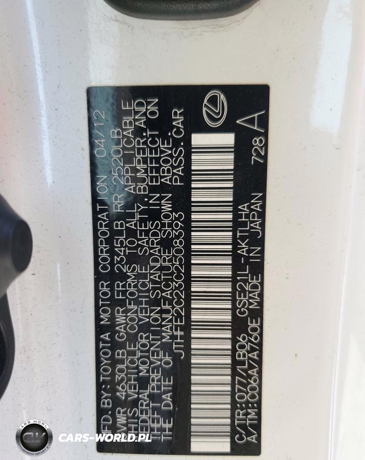 2012 Lexus Is 350 VIN:JTHFE2C23C2508393 - 13